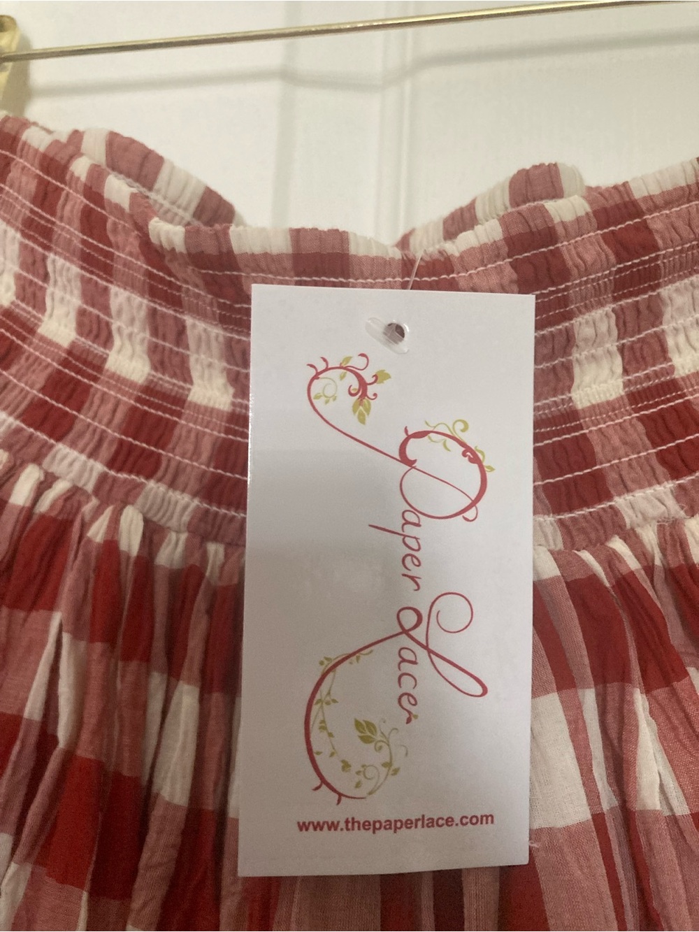 Paper Lace Red & White Gingham Plaid Maxi Skirt, Size Medium - Picture 6 of 7